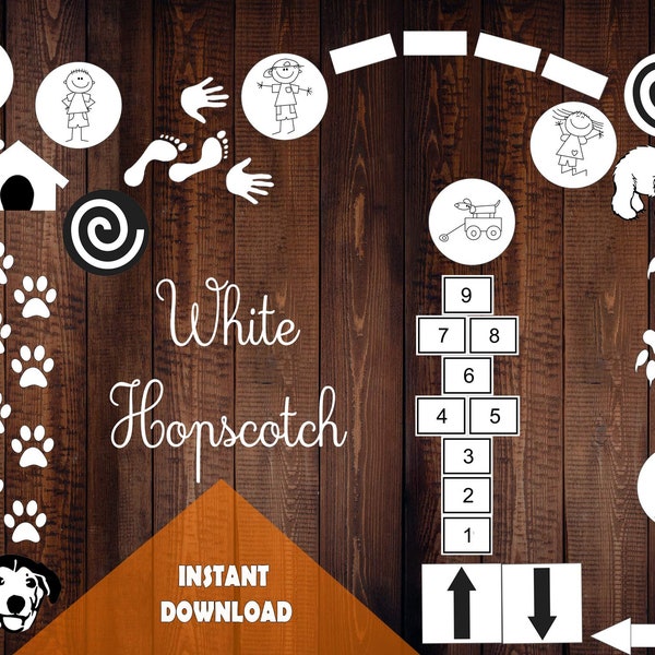 White Floor Sensory Path Set • Printable Hopscotch • Polar bear craft • Party supplies