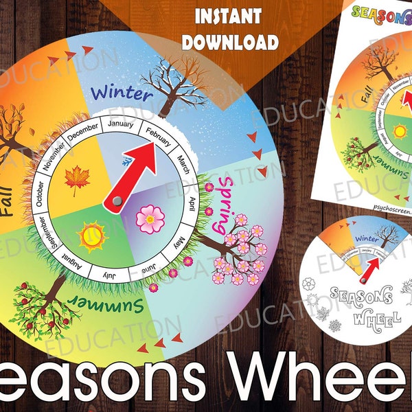 SEASONS WHEEL CALENDAR, Wheel of the years for busy board, great Montessori materials and preschool worksheets