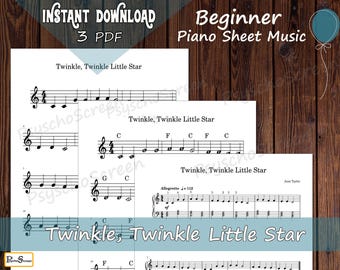 Partitura fácil para piano de Brilha, Brilha Estrelinha: Música infantil (Download digital em PDF e MP3)