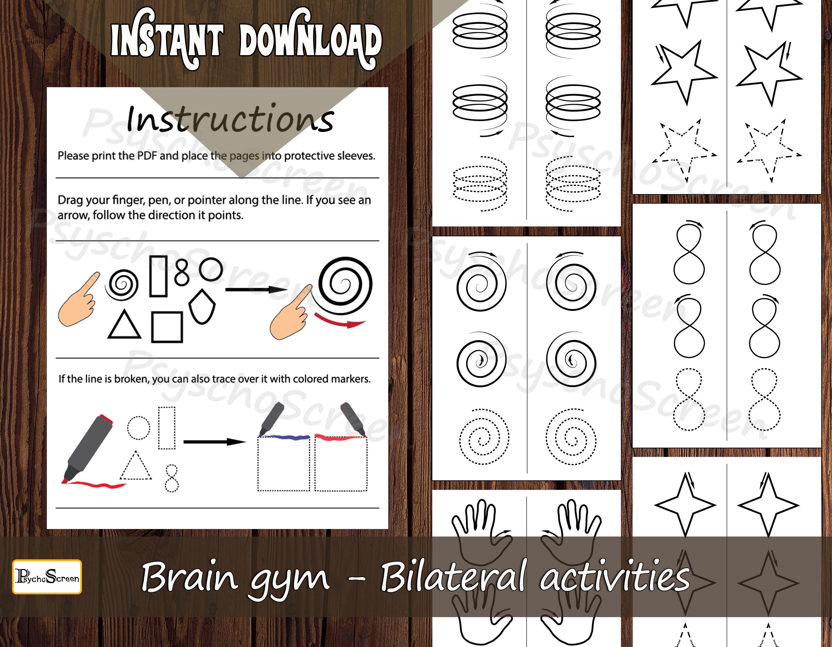Brain Gym Printable for Kids: Bilateral Coordination Worksheets (PDF ...