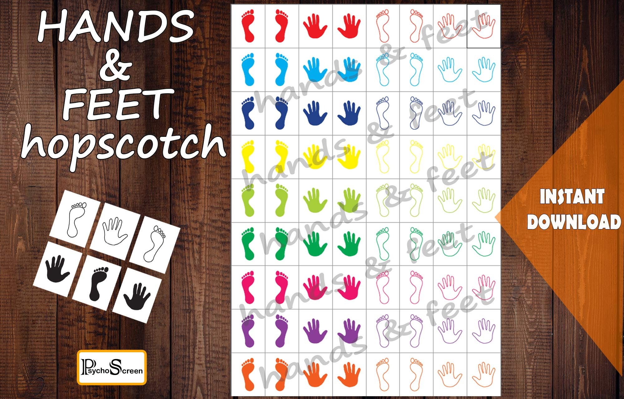 HANDS &amp; FEET Hopscotch Color Sensory Path Printable game - Etsy España