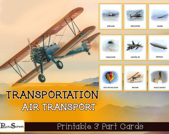 AIR & WATER Transport 3 Part Cards • Transportation flash cards •  homeschooling and classroom teaching resource • Montessori materials