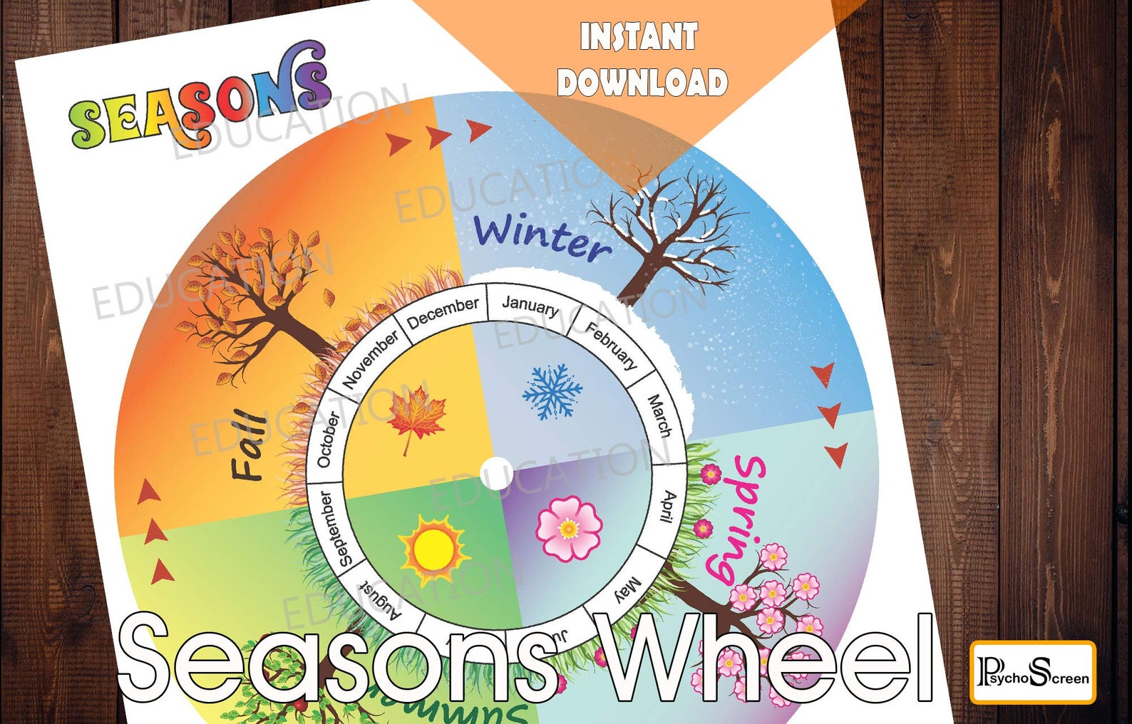 SEASONS WHEEL CALENDAR Season Circle Game Season Spinner Etsy