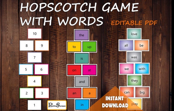 editable hopscotch sensory path with words numbers etsy canada