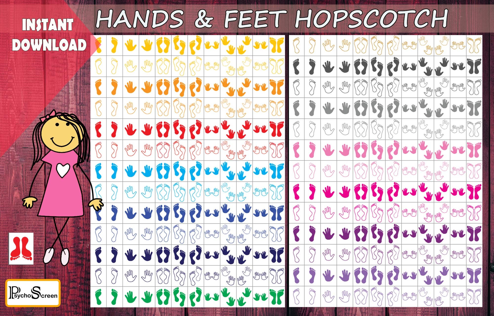 Hopscotch Game With HANDS and FEET Printable Sensory Path - Etsy