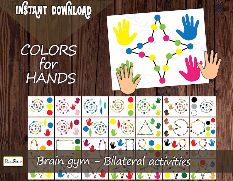 Brain and Finger Gym Printable for Kids: Colored Dual Hand Coordination ...