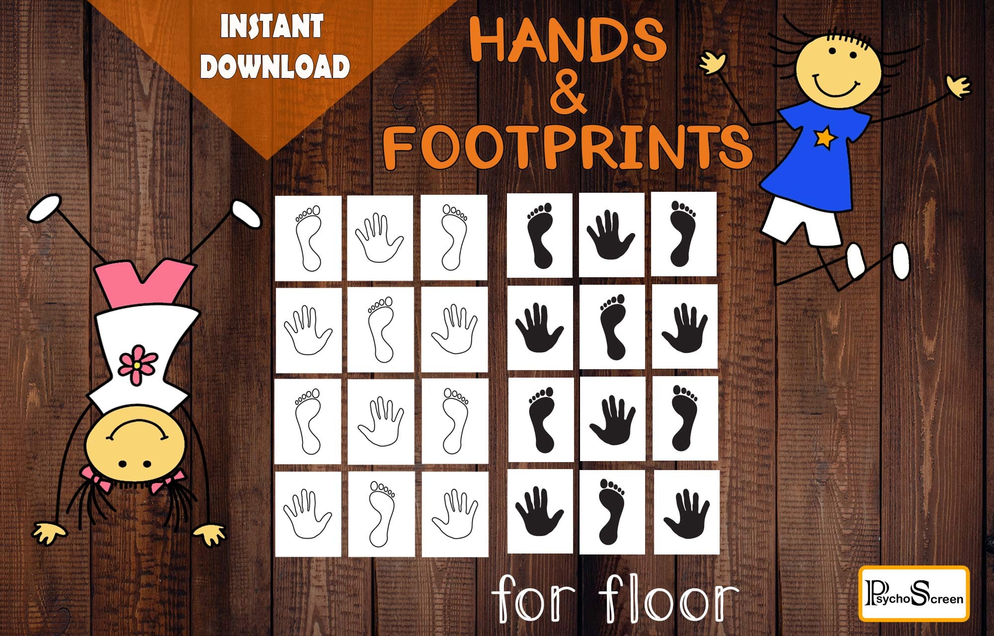 printable hands & feet hopscotch game: kids movement activity