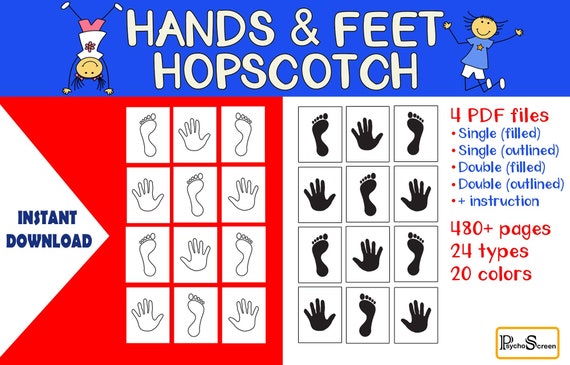 Hopscotch Game With HANDS and FEET Printable Sensory Path | Etsy