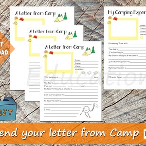Modelo para impressão de Carta do Acampamento e atividade de escrita ao ar livre,