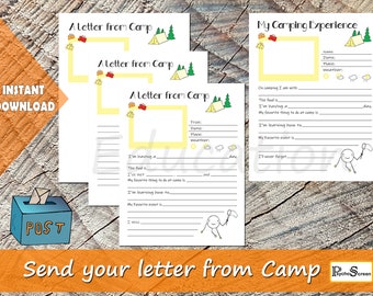 Printable Camp Letter Template: Kids Writing Activity (Digital Download)