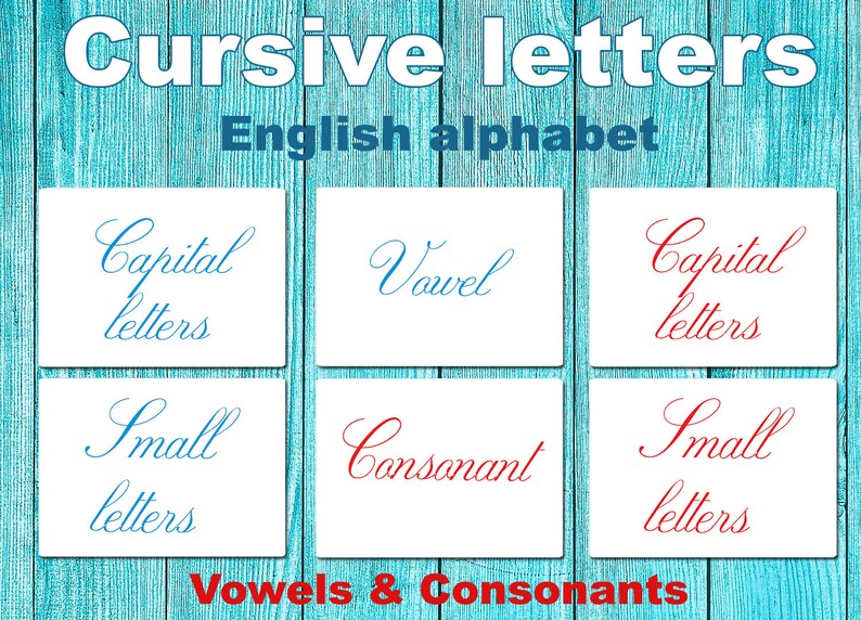 Cursive Alphabet Flashcards: Montessori Handwriting Letters (digital ...