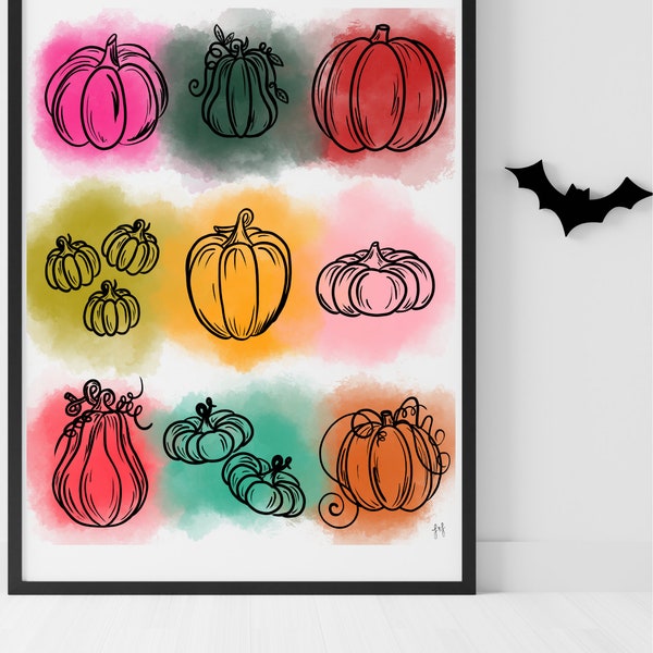 Bright Fall Pumpkins and Jack-o-lanterns