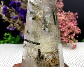 Rare Natural black Tourmaline Rutilated Quartz Tower black Tourmaline Included Crystal Point Crystal Specimen Crystal energy Healing crystal