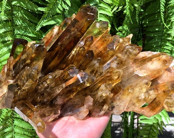 Large Raw Smoke crystal + yellow Crystal Cluster/Black Quartz Cluster/Quartz Cluster/Black Abundance Crystal /Reiki/Meditation/self stand