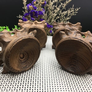 Hand Carved Round Wooden Sphere/Ball/Specimen Stand/Handmade wood stand