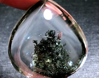 Natural Included Garden Green Phantom Quartz Pendant/Pyramid Scenic Quartz Pendant/Lodalite/Special Gift/Healing Crystal Necklace/