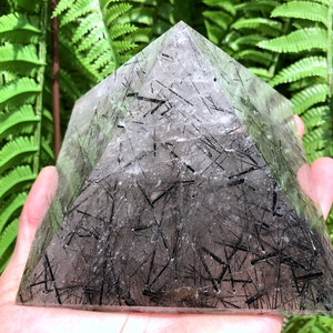 Large Natural Black Rutile Crystal Quartz Pyramid/Rutilated Crystal Pyramid/Quartz Pyramid/Chakra/Feng Shui/Meditation/Energ/healing crystal