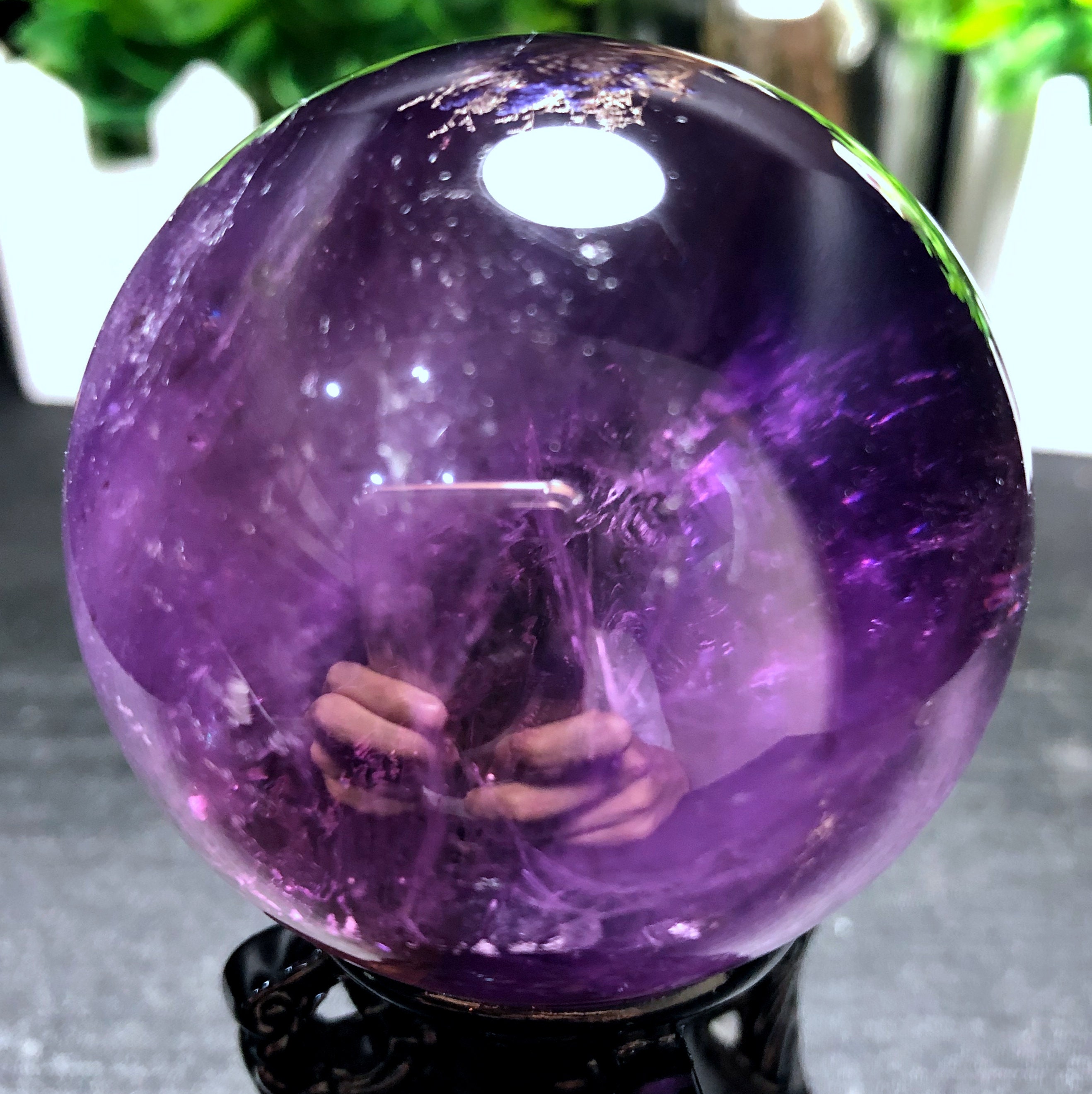 Natural Large Top Clear Amethyst Ball/Crystal Sphere/Amethyst Sphere/Amethyst Purple Quartz/Special Gift/Chakra/Feng Shui/Healing Crystal