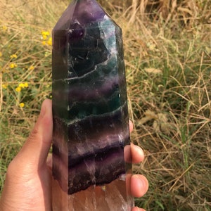 Large Rainbow Fluorite Crystal  Point/Fluorite Tower/Banded Fluorite/Crystal Wand/Obelisk/Fluorite Generato/healing crystal/special gift