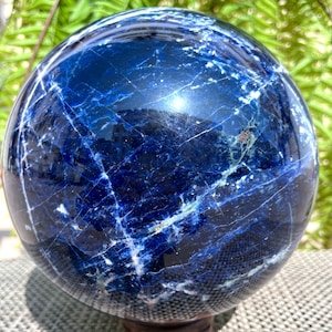 Polished LARGE Blue Sodalite Crystal Sphere/Healing Crystal/Blue Crystal Stone point/Gift for/Healing Stone/Decor/Decoration/Chakra/Reiki