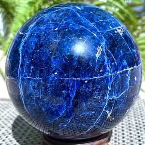 Polished LARGE Blue Sodalite Crystal Sphere/Healing Crystal/Blue Crystal Stone point/Gift for/Healing Stone/Decor/Decoration/Chakra/Reiki
