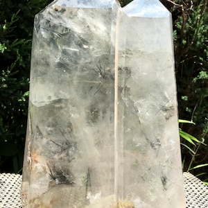 Rare Large Clear black Rutilated Inclusions Quartz Point/Crystal Tower/Gold Needles Crystal specimen/special gift/healing crystal/5445g