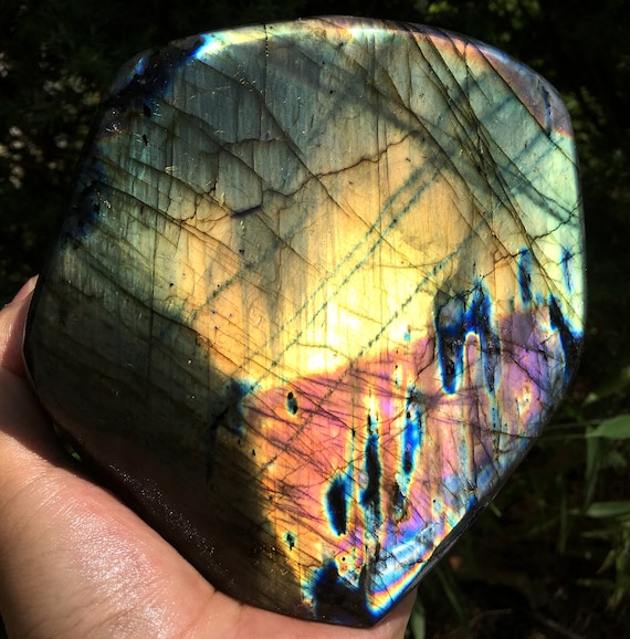 Rare Purple Yellow Sheen Labradorite Crystal Stone/shiny Polished