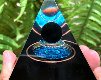 Fantasy magic obsidian Sphere Orgone/Crystal Pyramid Orgonite/Positive Energy Generator/Chakra Energy Healing/Gift/Energy stone