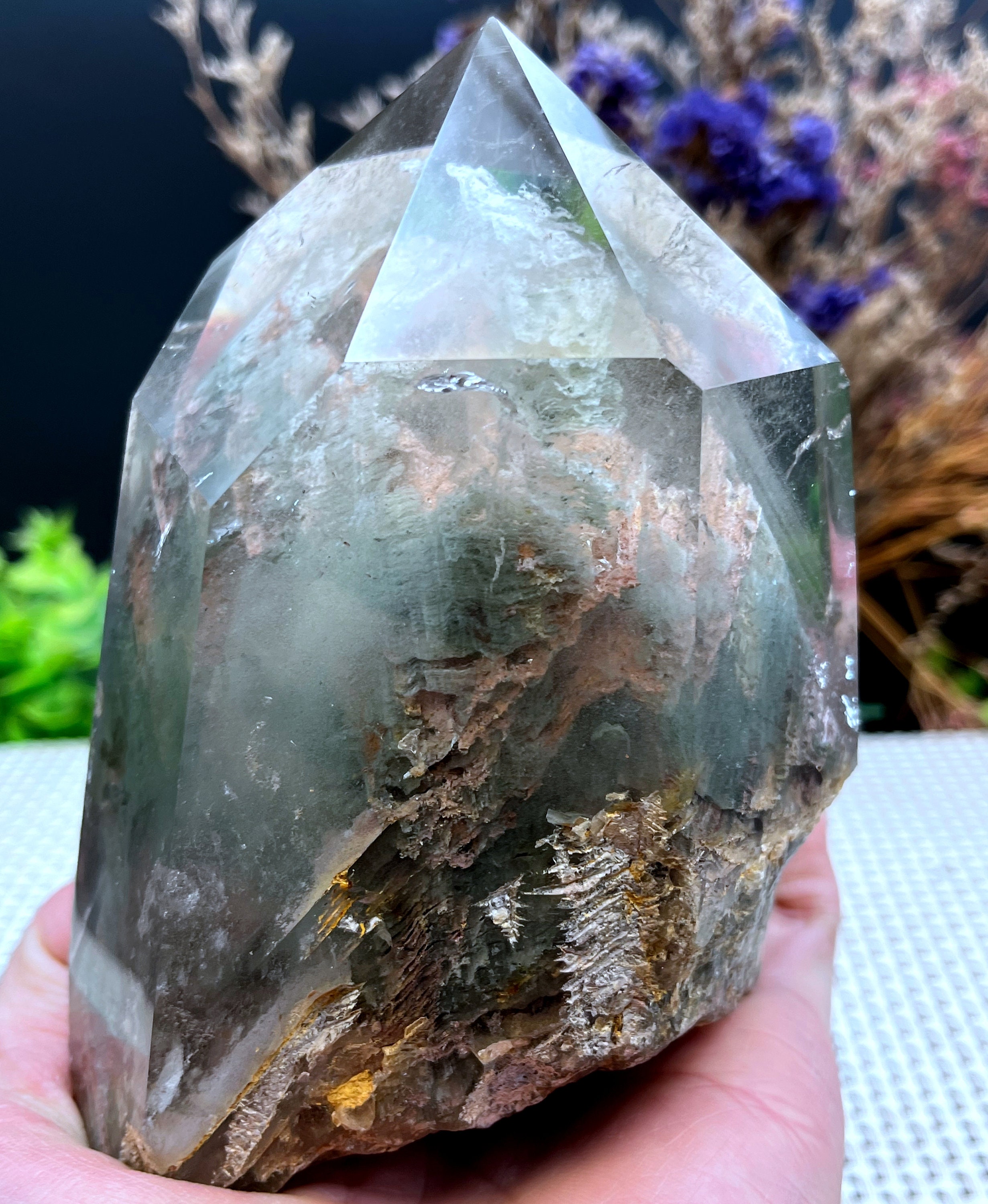 Rare Natural Large Included Garden Green + Brown Phantom