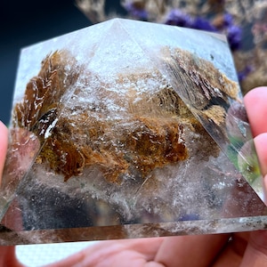 Rare Natural Large Included Garden Green+brown Phantom Quartz pyramid/Scenic Quartz Point/lodalite/energy stone/healing crystal/special gift