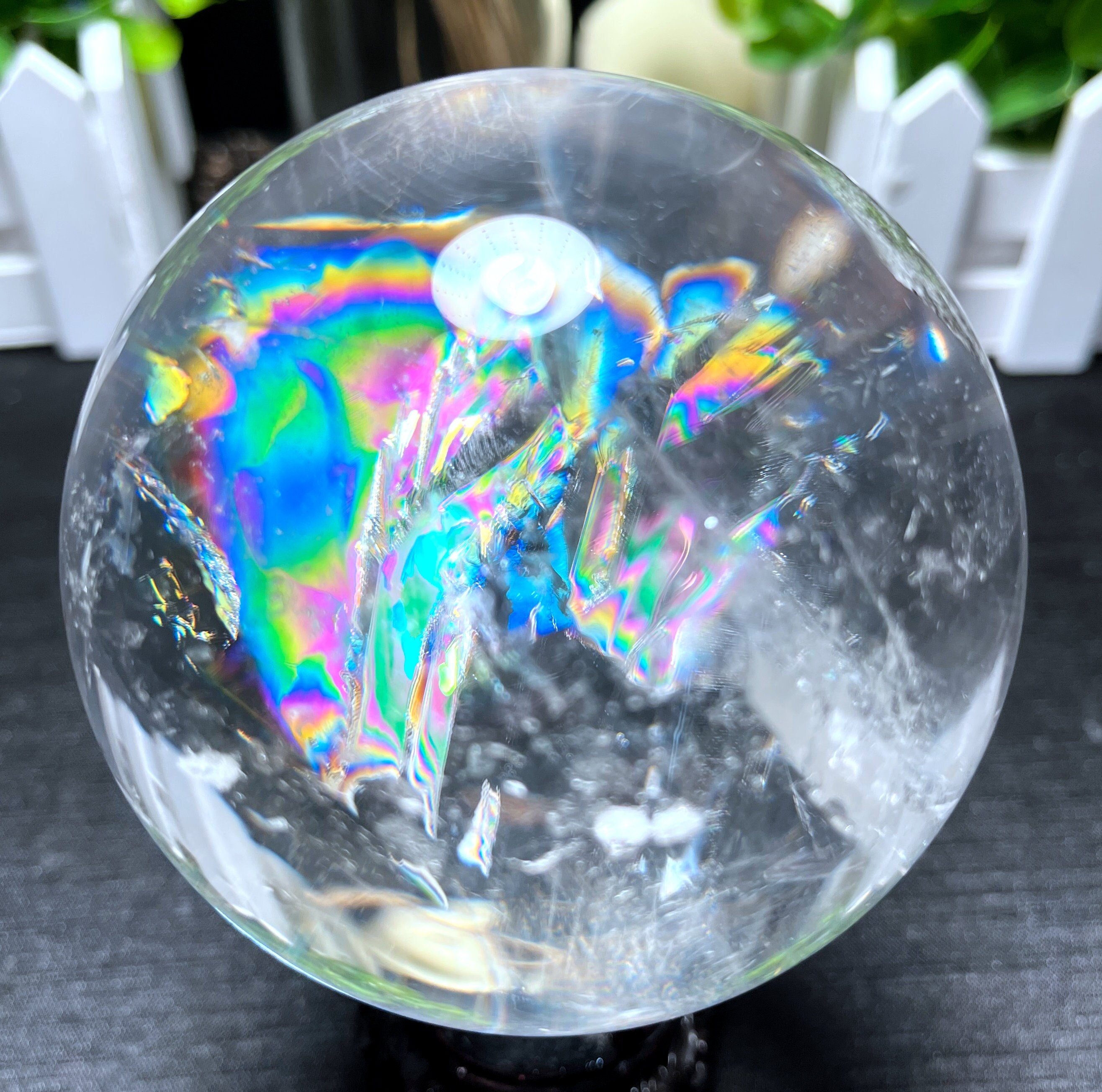 Large Clear Rainbow White Crystal Quartz Sphere/Rainbow Ball/Rare Quartz/Meditation/Fengshui/Energy/Healing/Special Gifts/Divination