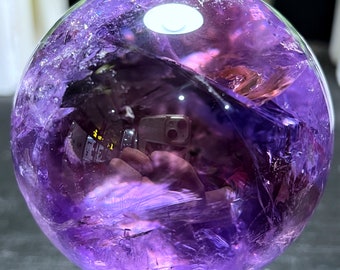 Sfera di ametista trasparente naturale / sfera di cristallo / sfera di ametista / quarzo viola di ametista / regalo speciale / chakra / Feng Shui / cristallo curativo