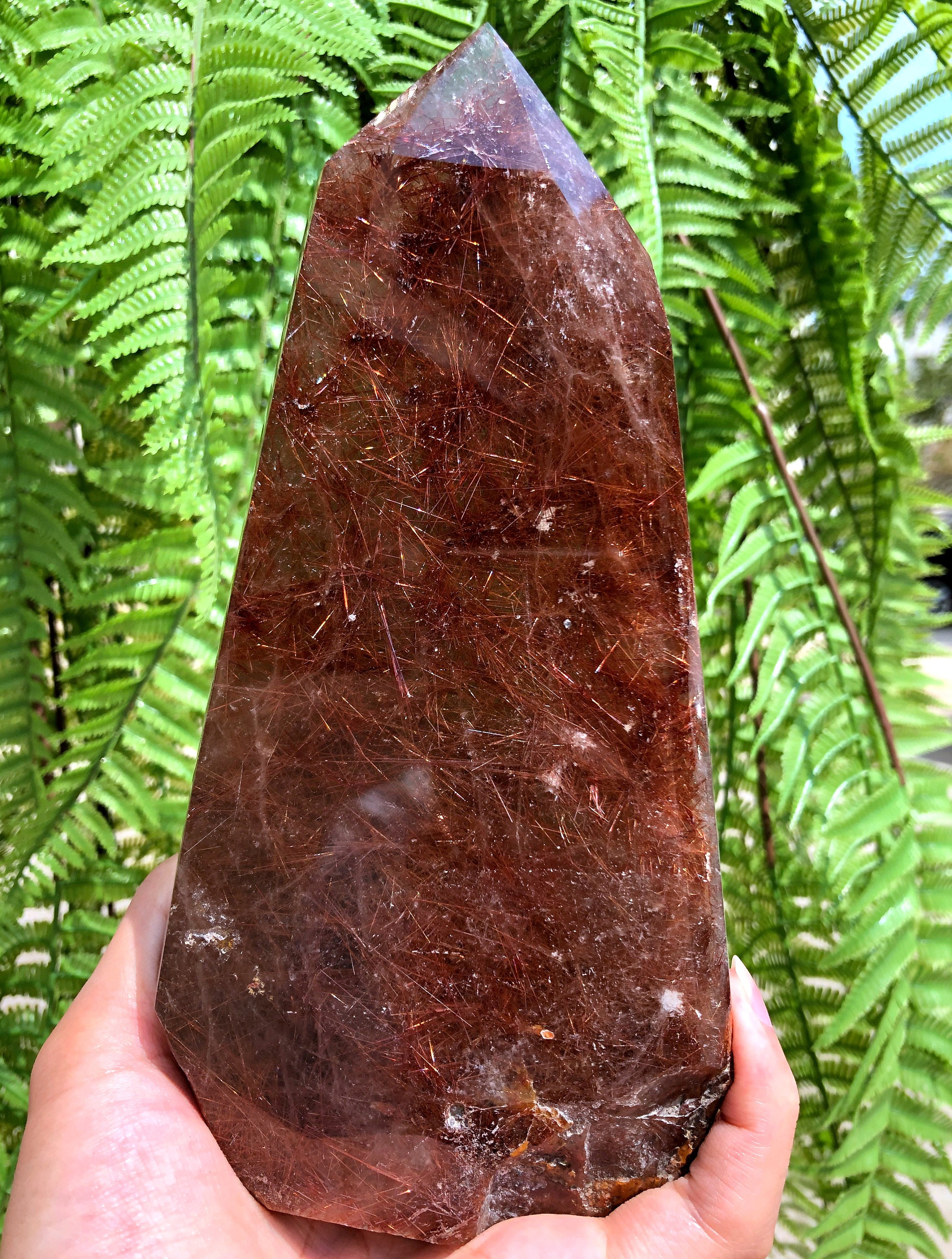 1キロ超】ゴールドルチルクォーツ クリスタルタワー 天然石 金針 希少