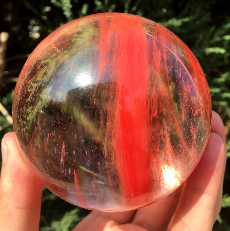 Clear Smelt red quartz Sphere/Clear Smelt quartz Polished Etsy