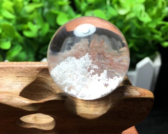 Natural Clear Garden Phantom Sphere / Ciondolo in quarzo fantasma bianco / Ciondolo in quarzo scenico / Lodalite / Collana di cristallo / Regalo per ragazza