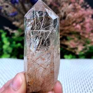 Rare Large Clear Golden Rutilated Inclusions Quartz Point/Crystal Tower/Gold Needles Crystal specimen/special gift/Healing Stone/Chakra