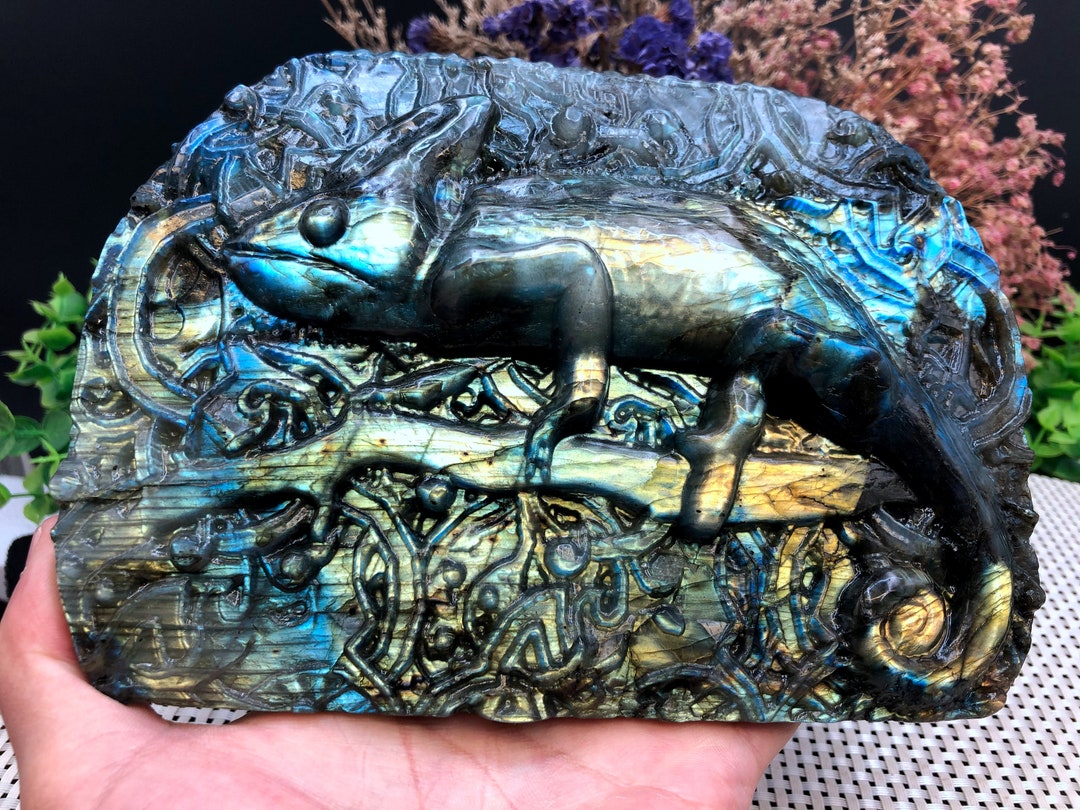 ★ラブラドライト トカゲ 置物 インテリア 天然石 a0395 ☆ラブラドライト トカゲ 置物 インテリア 天然石 a0395