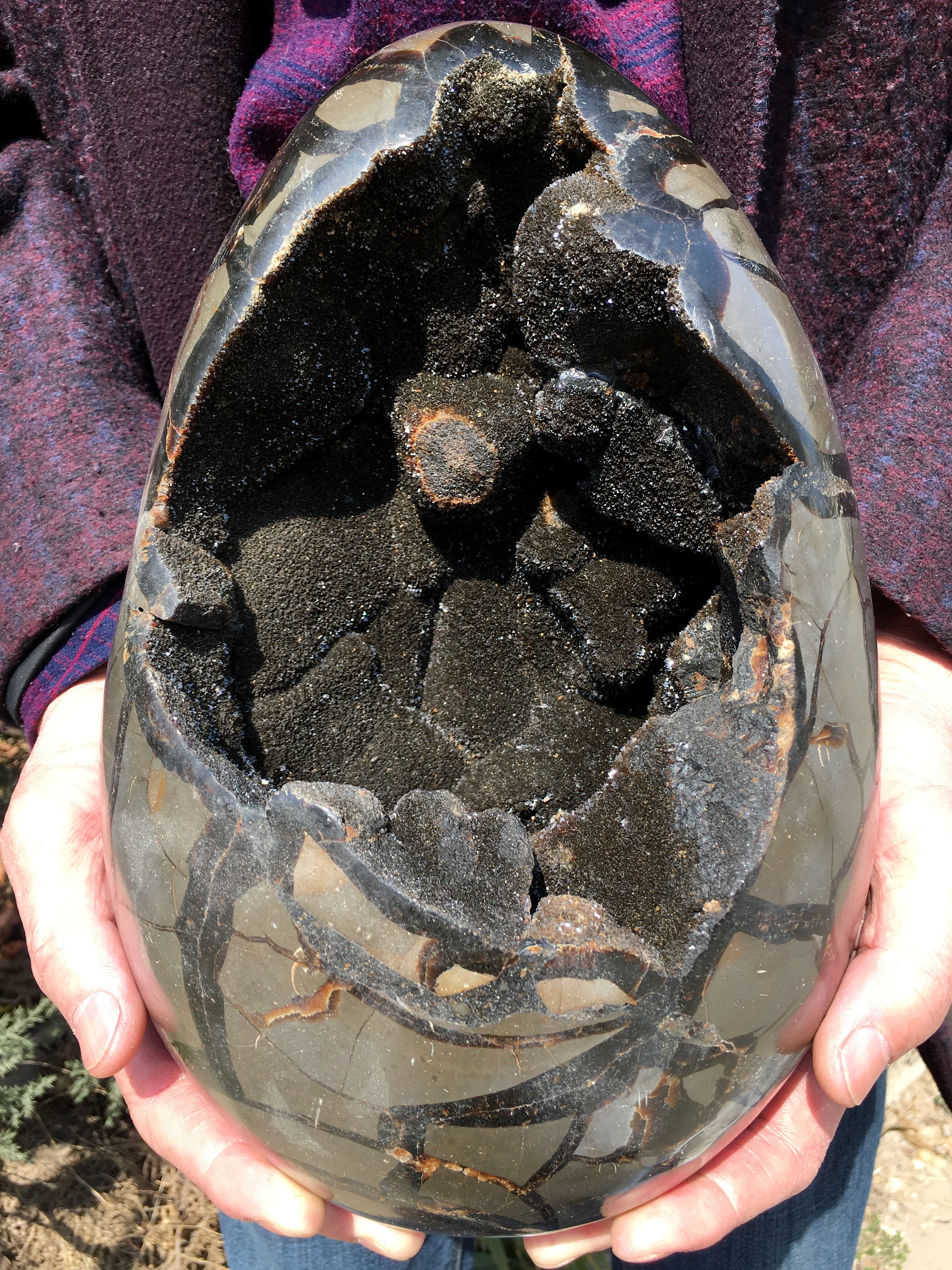 Beautiful Septarian Egg Geode Polished Natural Stone For Home
