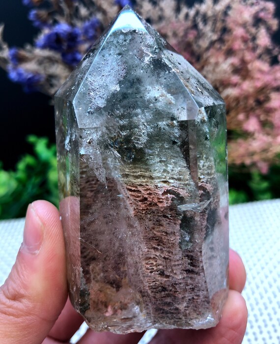 Rare Natural Large Included Garden Green + Brown Phantom Quartz