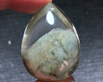 Natural Included Garden Green Phantom Quartz Pendant/Pyramid Scenic Quartz Pendant/Lodalite/Special Gift/Healing Crystal Necklace/