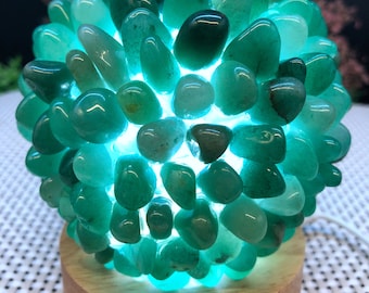Natural Aventurine jade night light/illumination light/Night lights/Healing stone/meditation/gift/Christmas Eve Gift/Energy Stone/decoration