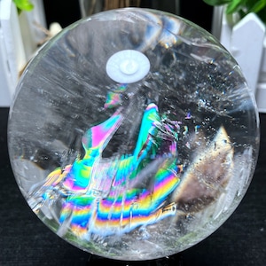 Extra Large Clear Rainbow  white Crystal Quartz Sphere/Rainbow Crystal Ball/Rare Quartz/Meditation/Fengshui/Zen/Energy/Healing/special gift