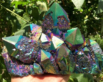 Aura Quartz Crystal Cluster/Angel Aura Quartz Crystal Cluster/Cluster Titanium Crystal Healing Crystal/Feng Shui/Reiki/Meditation/self stand
