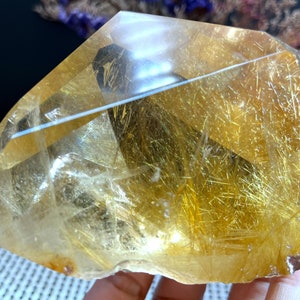 Rare Large Clear Golden Rutilated Inclusions Quartz Point/Crystal Tower/Gold Needles Crystal specimen/special gift/energy stone/