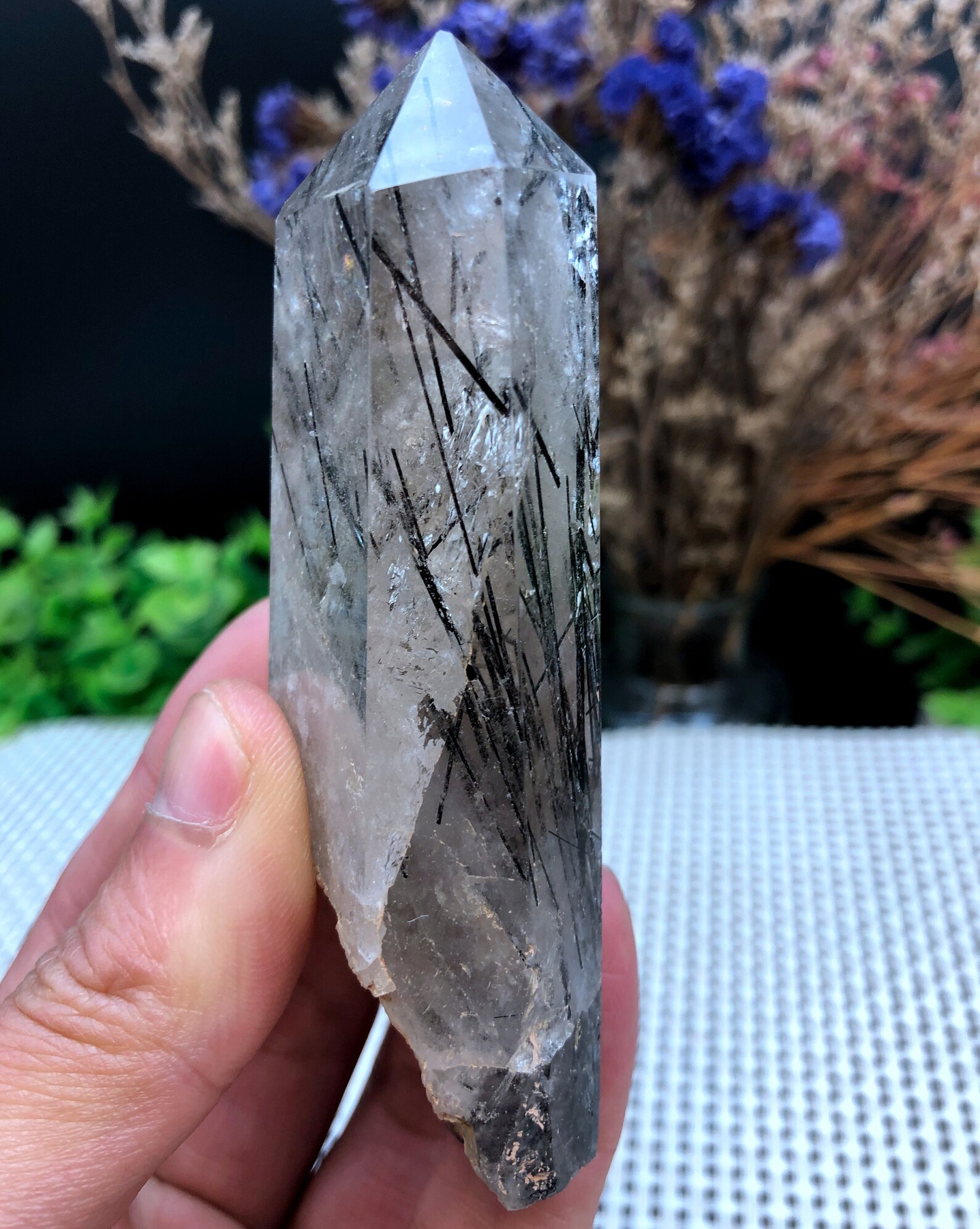Rare Natural black Tourmaline Rutilated Quartz Tower/black Etsy