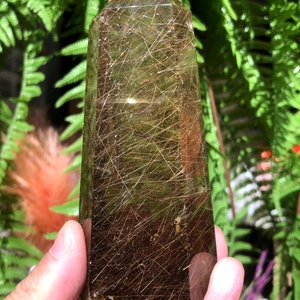 Rare Large Clear Golden Rutilated Inclusions Quartz Point/Crystal Tower/Gold Needles Crystal specimen/special gift/Healing Stone/Chakra