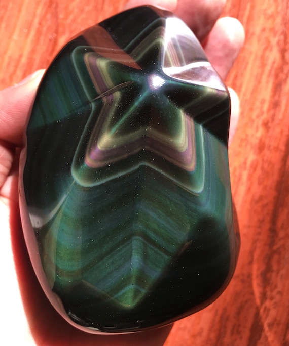 AAAAA Hand Carved Heart Shaped Rainbow Sheen Obsidian,Pendant,Valentines Gift,Valentines idea for Her,Kid Valentines ideas,Gift,#3171