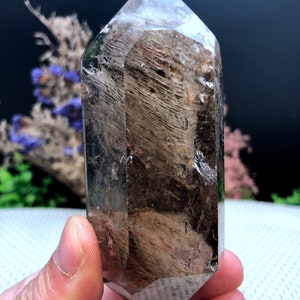Rare Natural Included Garden White Phantom Quartz Pyramid shape Tower/Scenic Quartz Point/lodalite/energy stone/healing crystal/special gift