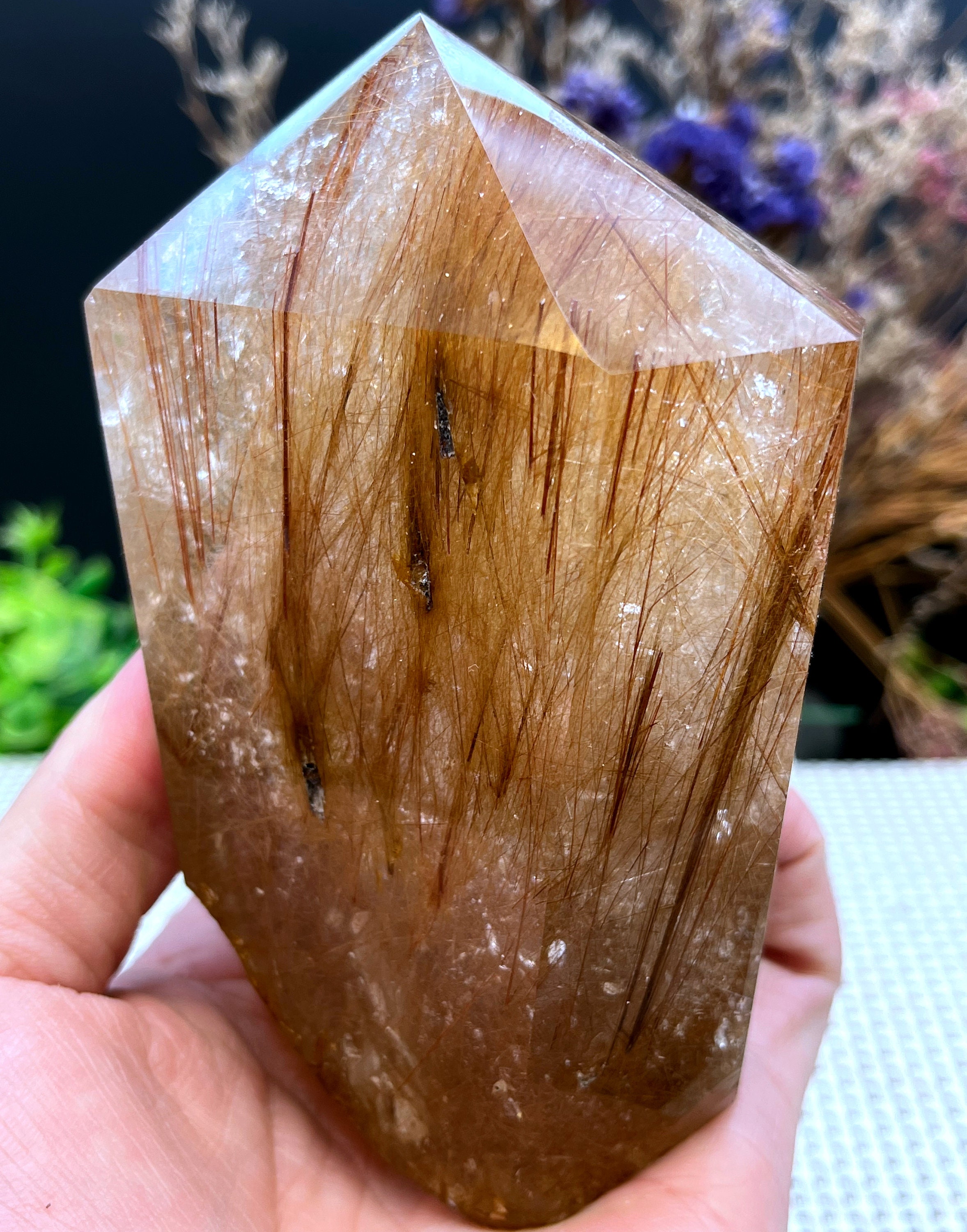 Exグレード　ゴールデンルチルクォーツ ポイント Exグレード ゴールデンルチルクォーツ ポイント ブラジル産]ゴールド