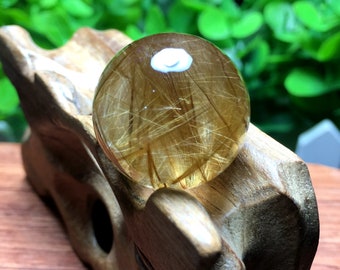 Sfera di quarzo di cristallo rutilato dorato trasparente trasparente / fili naturali inclusi nella sfera di cristallo / quarzo scenico / aghi d'oro Sfera di cristallo